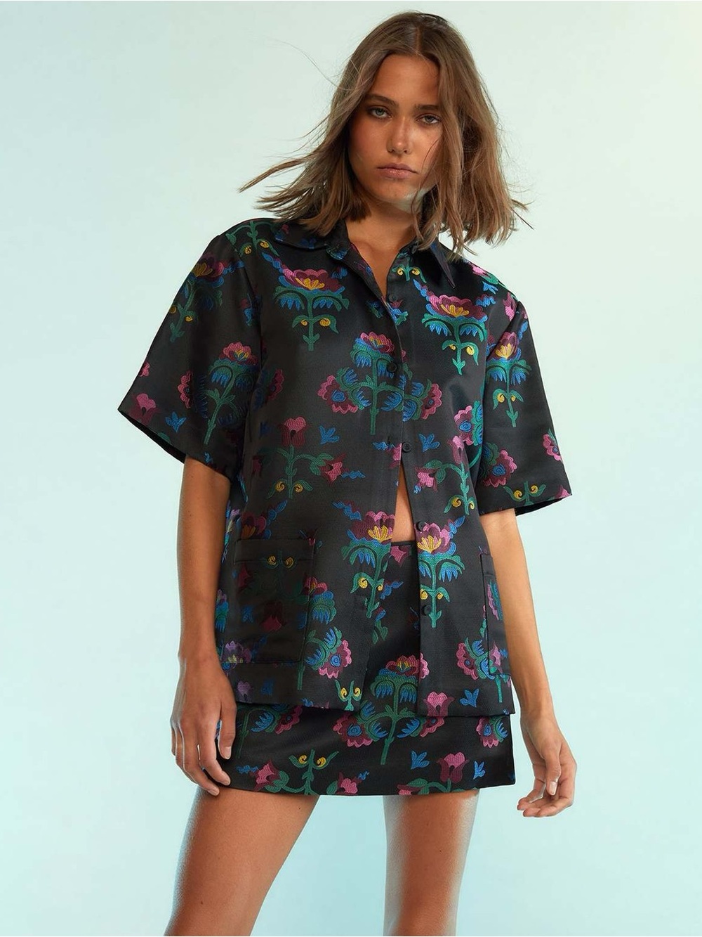 NWT Cynthia Rowley Jacquard Camp Shirt XS